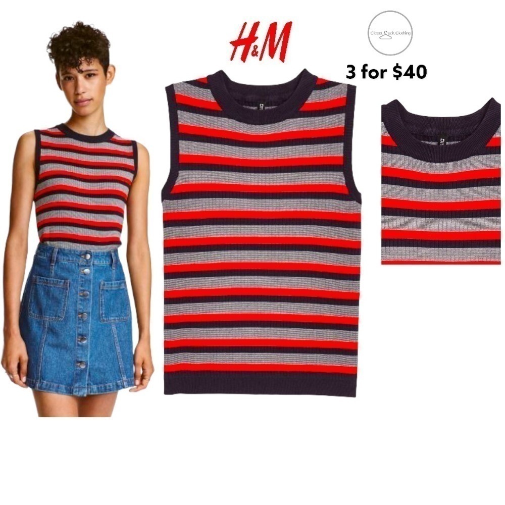 H&m Dark blue/Red Striped Vest